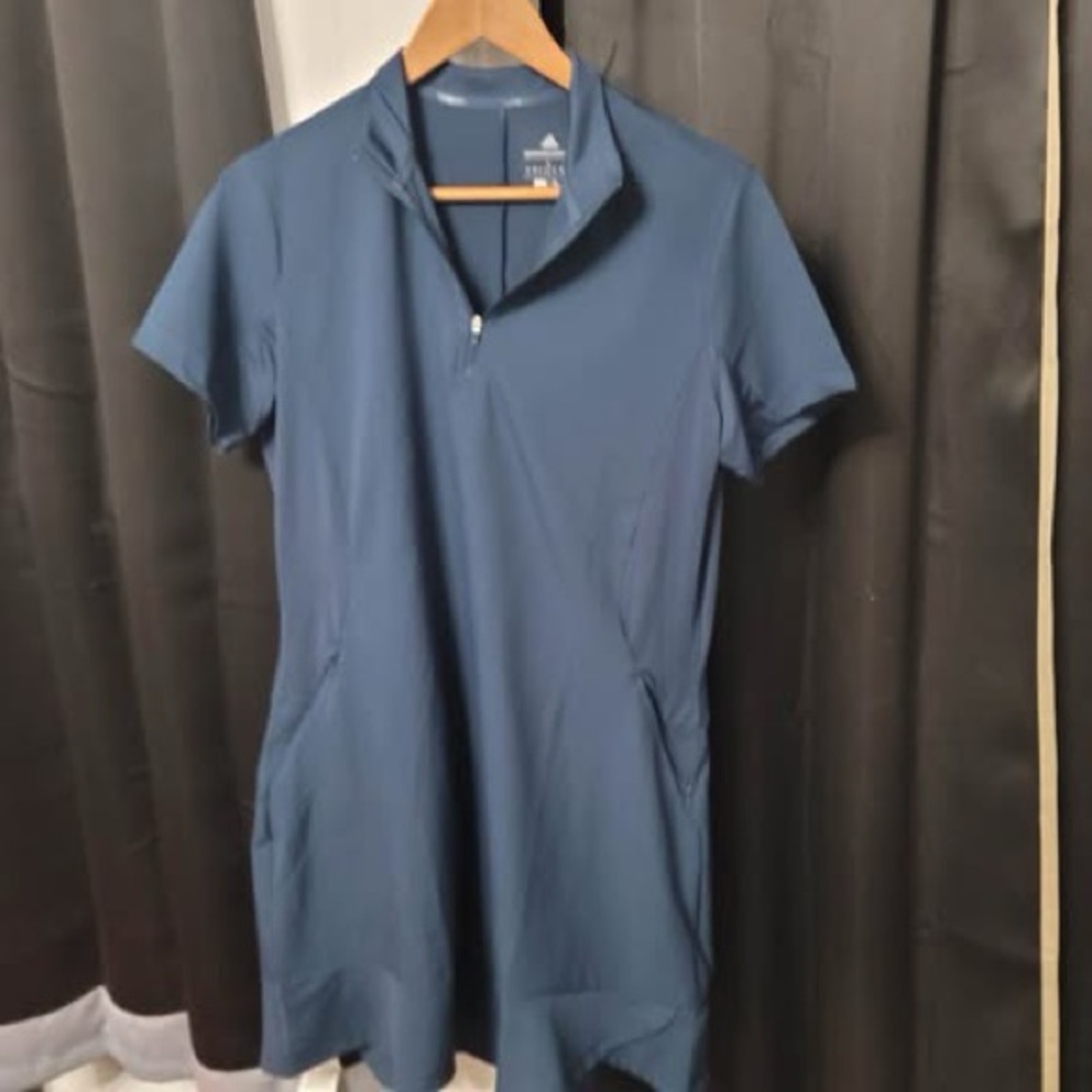 adidas Women's Short Sleeve Quarter-Zip Dress - Navy Blue